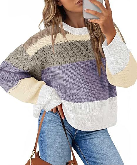 Damen Grobstrickpullover mit Farbblockdesign und oversized Schnitt Drune