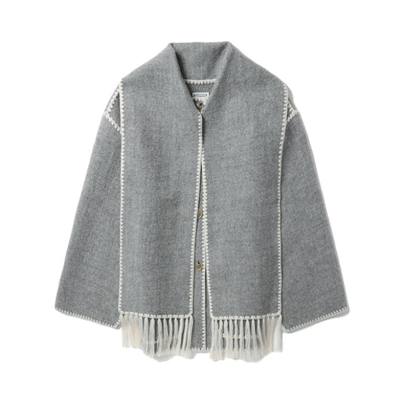 Damen Elegante und komfortable Wolle-Mantel Drune
