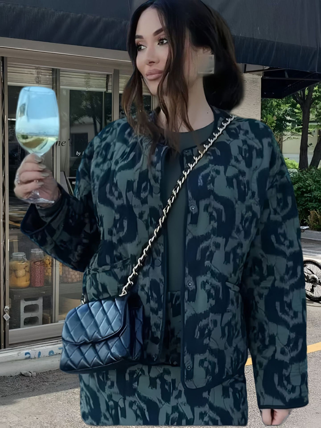 Damen Modische Übergangsjacke mit animalischem Muster und lässiger Passform Drune
