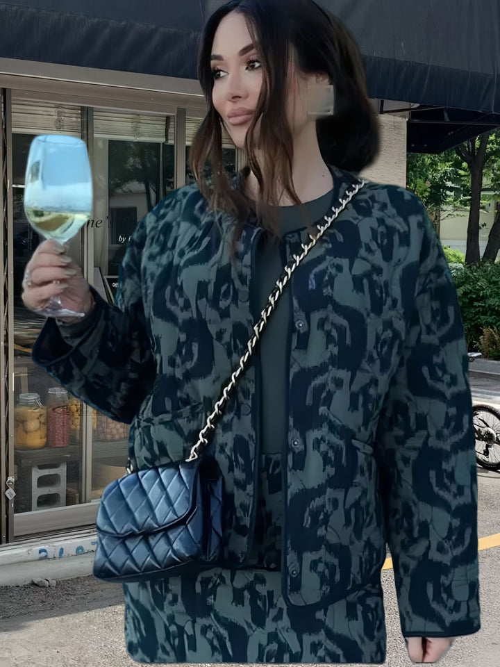 Damen Modische Übergangsjacke mit animalischem Muster und lässiger Passform Drune