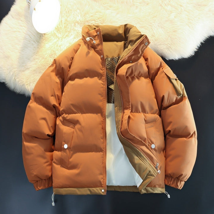 Herren Wattierte Daunenoptik-Outdoorjacke mit hohem Stehkragen, Kontrast-Innenfutter & Ärmeltasche Drune