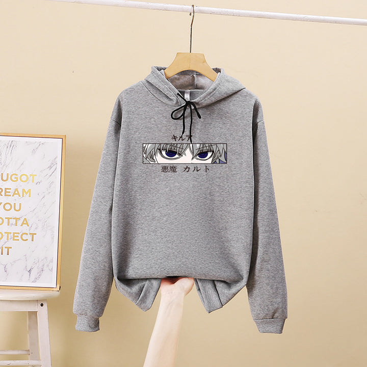 Unisex nan oversized Kapuzenpullover mit anime Augenprint und weicher Baumwollmischung Drune