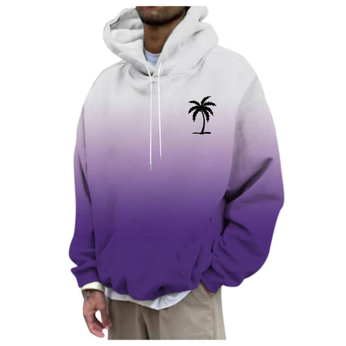 Unisex Trendiger Oversized Kapuzenpullover mit Farbverlauf und Palmenmotiv Drune