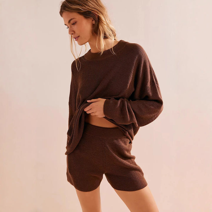 Damen modisches lässiges Strickkleid mit kragenähnlichem Oberteil Drune