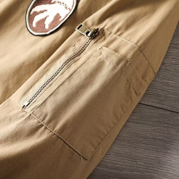 Herren Casual Bomberjacke mit Reißverschluss, Brustpatch und Ärmel-Taschendetail Drune