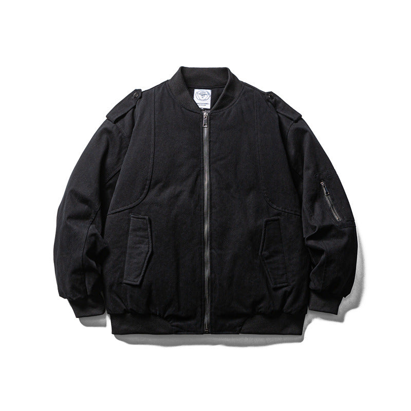 Herren Robuste Canvas-Bomberjacke mit Utility-Taschen und Rippbündchen Drune