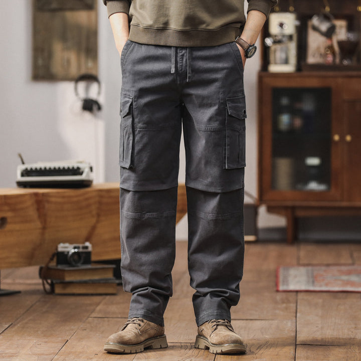 Herren Cargo-Hose im Utility-Stil mit Elastikbund, Kordelzug und Mehrfach-Taschen Drune