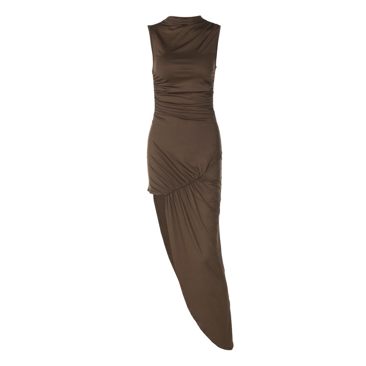 Damen Elegantes Wickelkleid mit asymmetrischem Saum Drune
