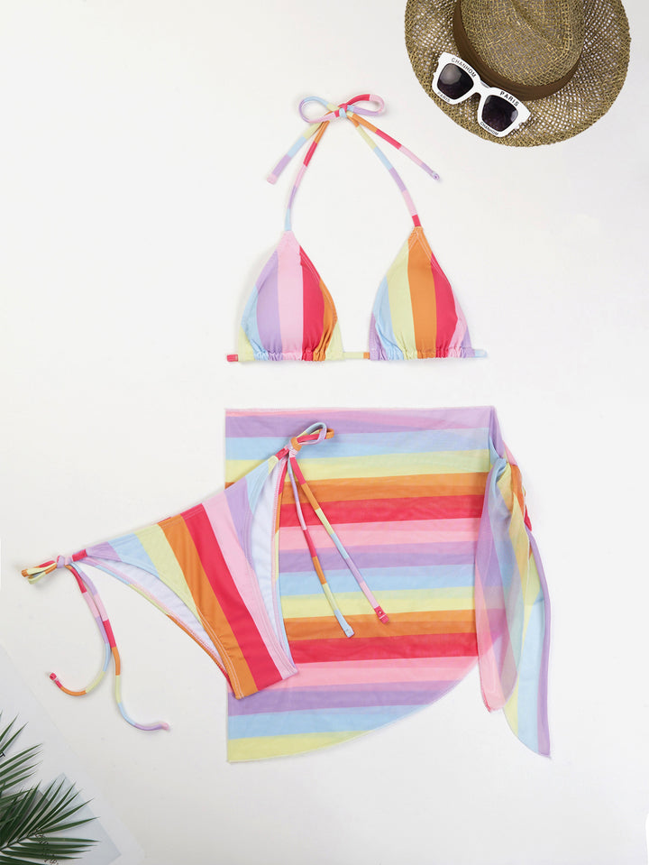 Damen Triangle Bikini Set mit durchsichtigem Cover-Up Drune