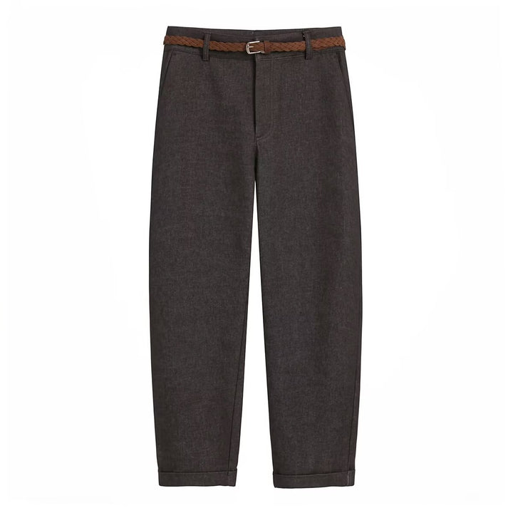 Damen Chinohose mit geflochtenem Gürtel und geradem Schnitt Drune