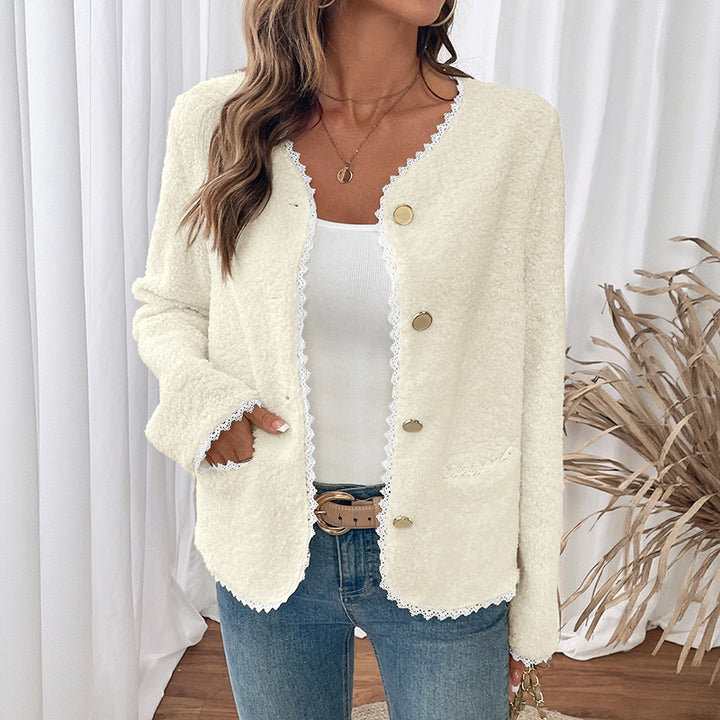 Damen Eleganter Cardigan mit Spitzenverzierungen Drune