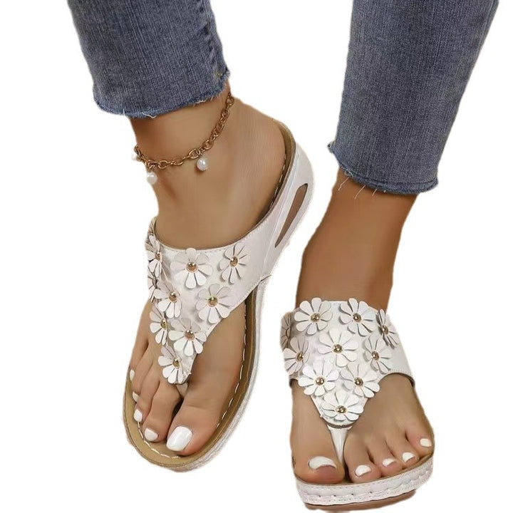 Damen Zehentrenner-Sandalen mit floralen Akzenten und gepolstertem Fußbett Drune