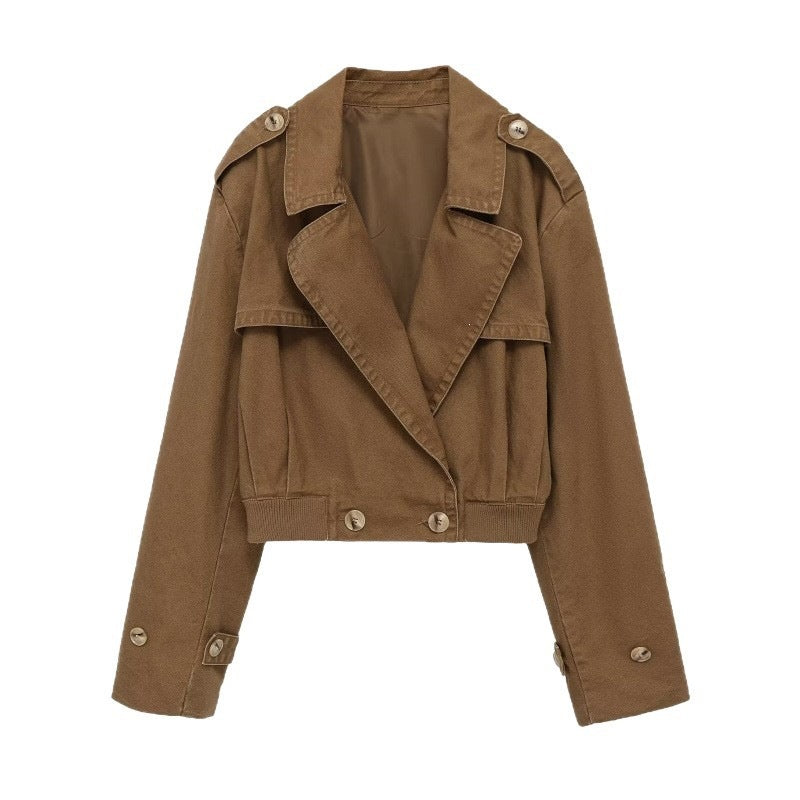 Damen Kurz geschnittene Utility-Jacke im Field-Stil mit weitem Revers und tailliertem Taillenbund Drune