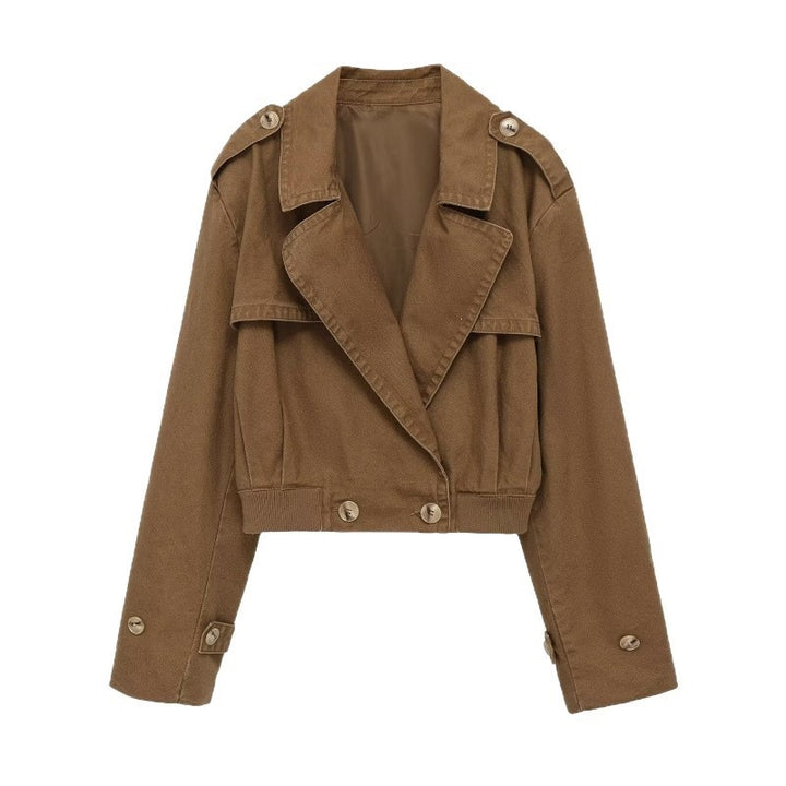 Damen Kurz geschnittene Utility-Jacke im Field-Stil mit weitem Revers und tailliertem Taillenbund Drune