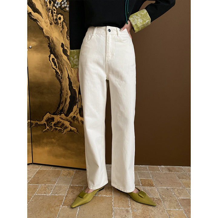 Damen Hochtaillierte Jeans mit weitem Bein und nachhaltigem Baumwollmix Drune