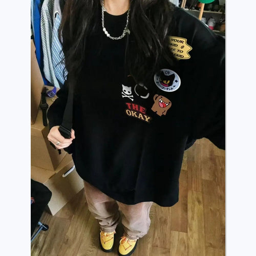 Damen Langarmshirt mit originellen Applikationen Drune