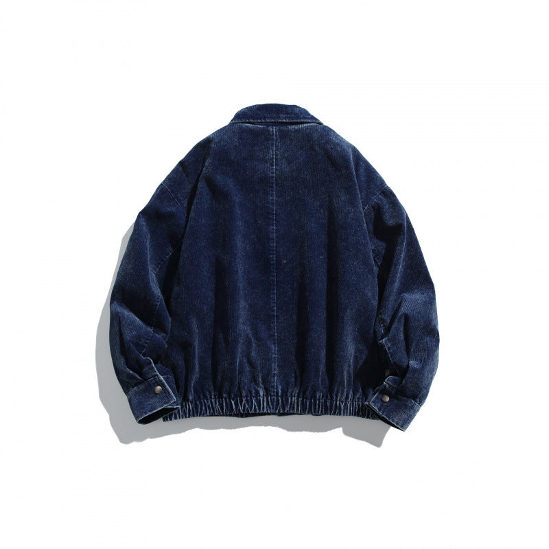 Herren Cord-Blousonjacke im Oversize-Schnitt mit Reißverschluss und elastischem Saum Drune