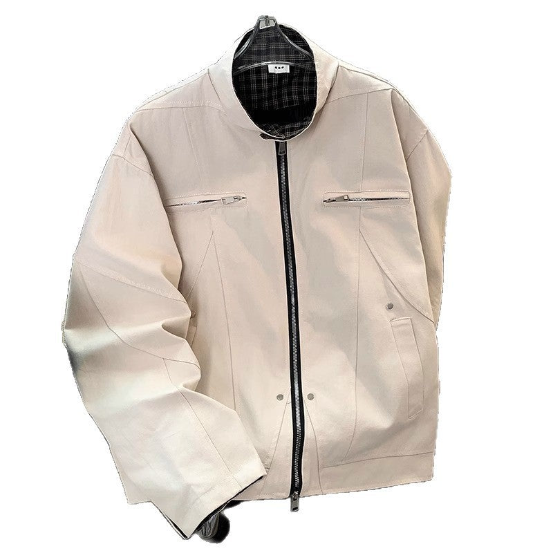 Herren Modische Übergangsjacke mit hochschließendem Kragen Drune
