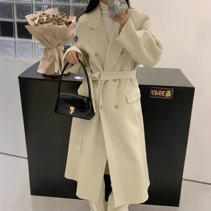 Damen Oversized Wollmix-Mantel mit doppelreihiger Knopfleiste und Taschenklappen Drune