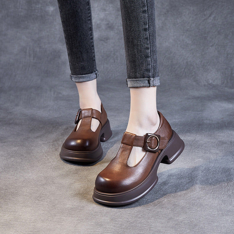 Damen Stylische Blockabsatz Mary Jane Schuhe Drune