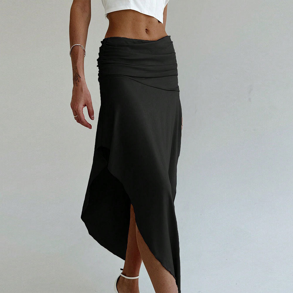 Damen asymmetrischer Maxirock mit eleganter Raffung Drune