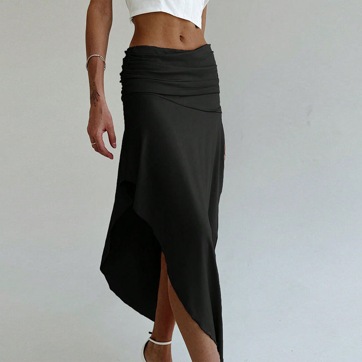 Damen asymmetrischer Maxirock mit eleganter Raffung Drune