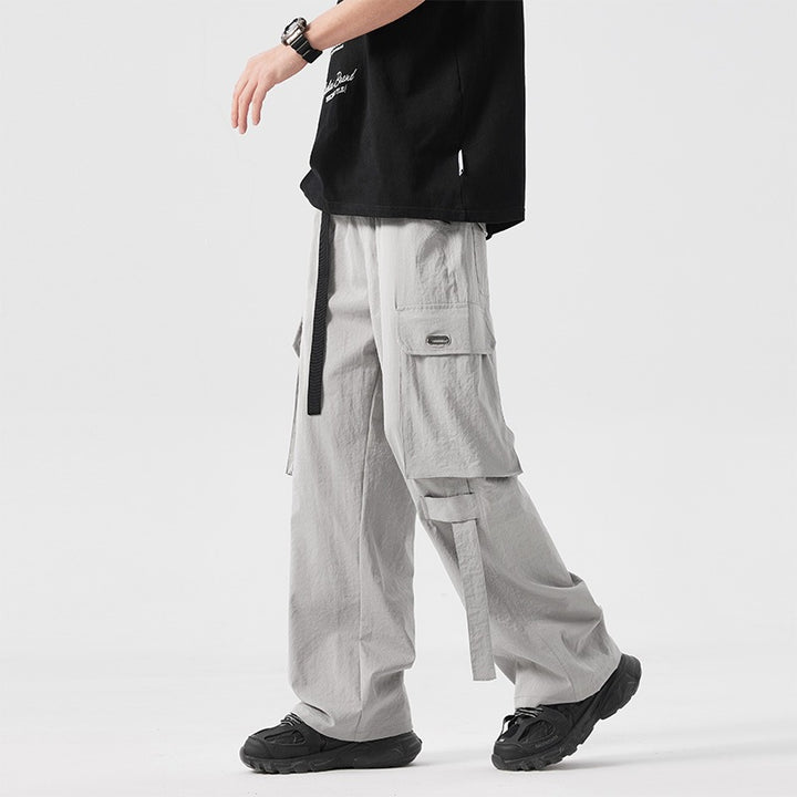 Herren Baggy-Cargohose mit extra großen Utility-Taschen, geradem Bein & integriertem Stoffgürtel Drune