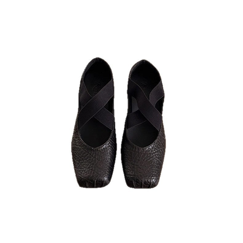 Damen Elegante Ballerinas mit dehnbarem Überkreuz-Riemen Drune