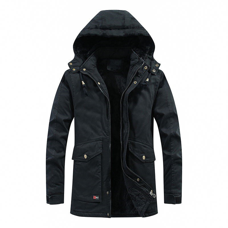 Herren Canvas-Parka mit Sherpa-Innenseite, verlängerter Schnitt und Utility-Ärmeltasche Drune