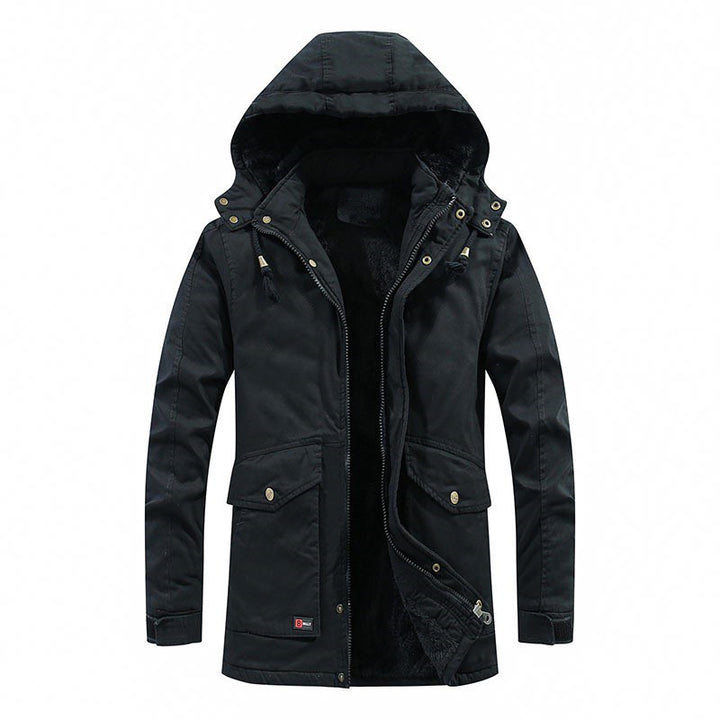 Herren Canvas-Parka mit Sherpa-Innenseite, verlängerter Schnitt und Utility-Ärmeltasche Drune