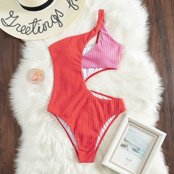 Damen Einteiler Badeanzug mit asymmetrischem Schnitt und modischen Cut-Outs Drune