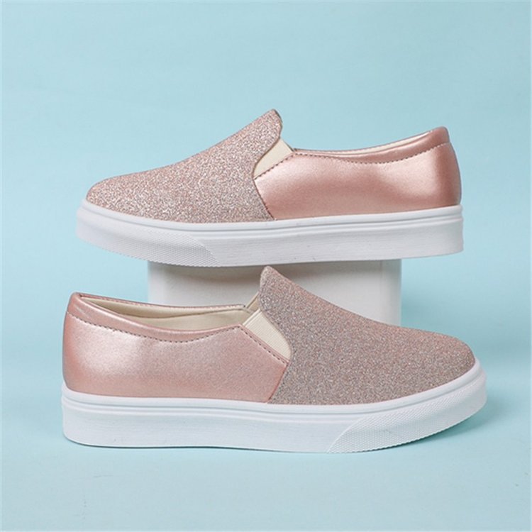 Damen Elegante Slip-On Sneakers mit glitzernder Oberfläche und rutschfester Sohle Drune