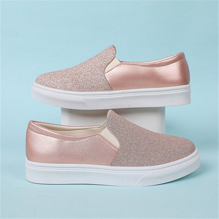 Damen Elegante Slip-On Sneakers mit glitzernder Oberfläche und rutschfester Sohle Drune