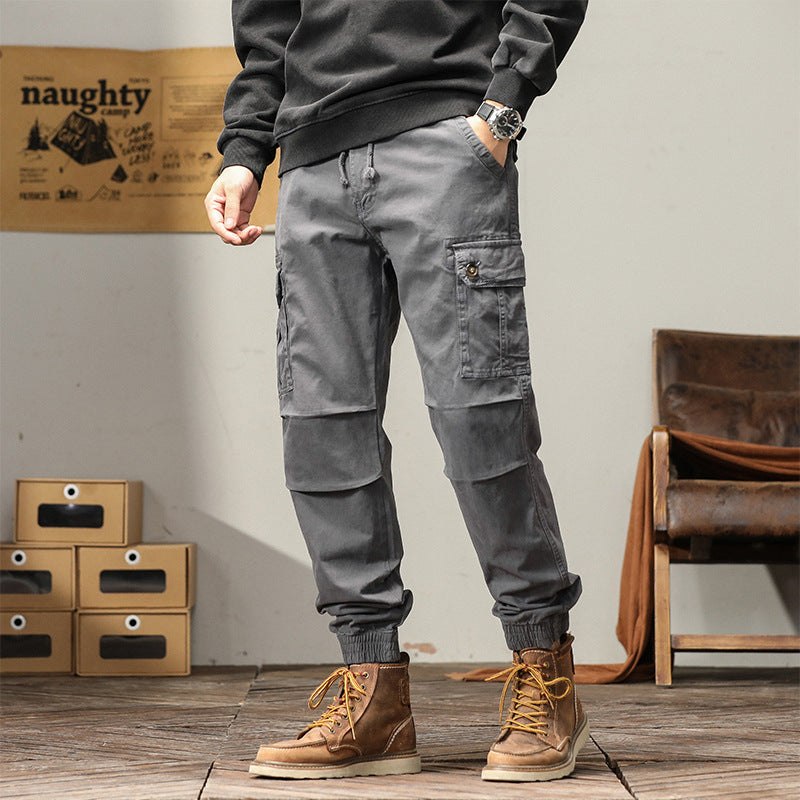 Herren Funktionale Cargo-Joggerhose im Urban-Workwear-Stil mit Kordelbund und Klapptaschen Drune