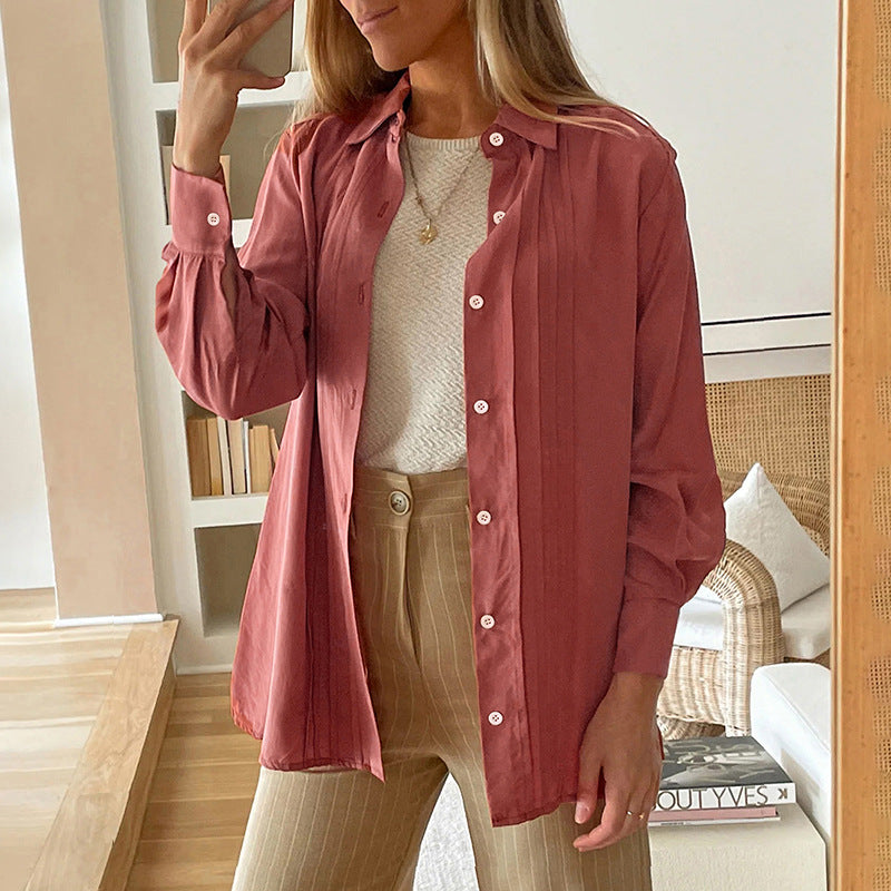 Damen Oversize-Hemd mit Biesen und Ballonärmeln Drune