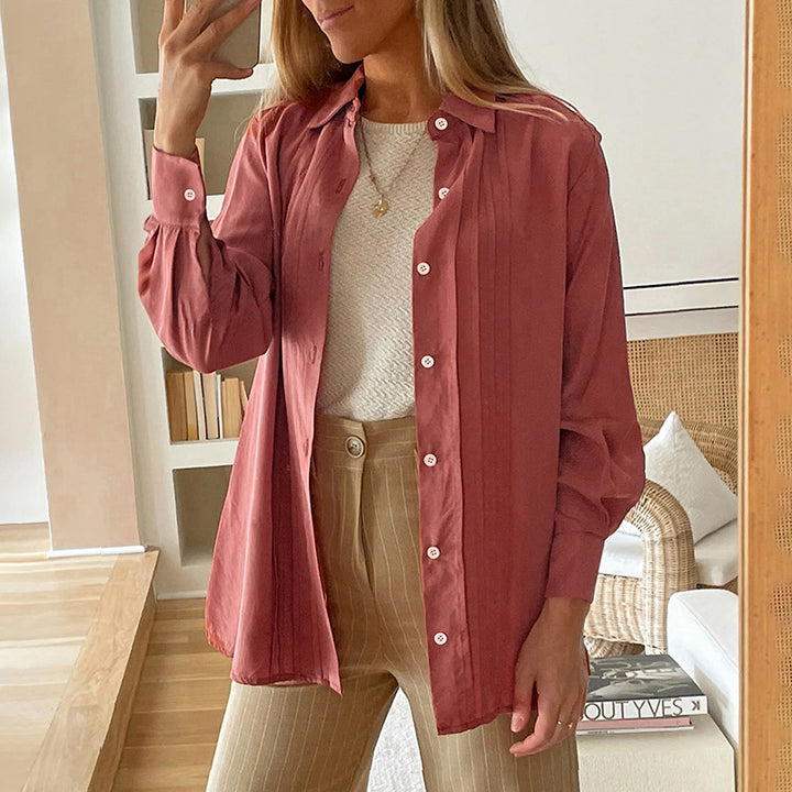Damen Oversize-Hemd mit Biesen und Ballonärmeln Drune