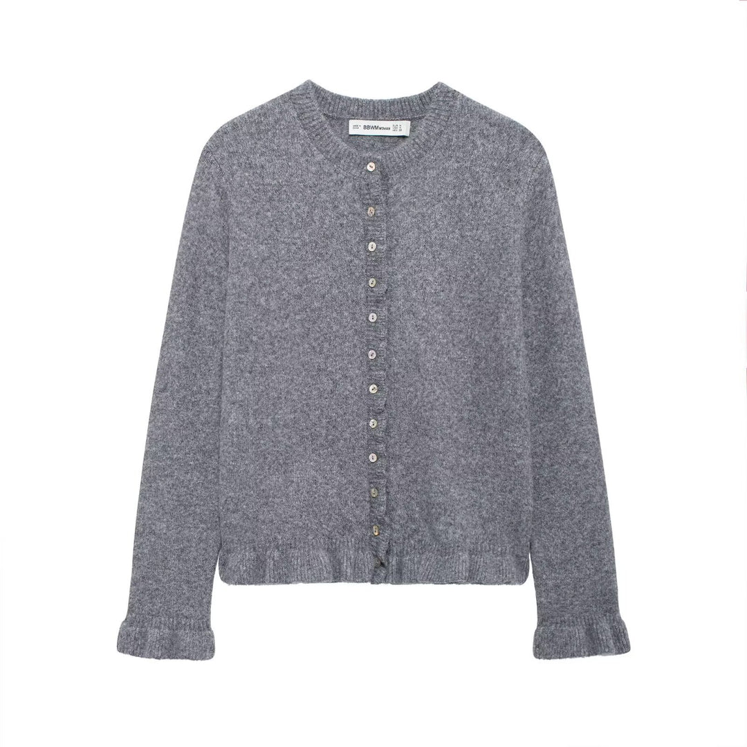 Damen elegante Strickjacke mit dekorativen Knöpfen Drune