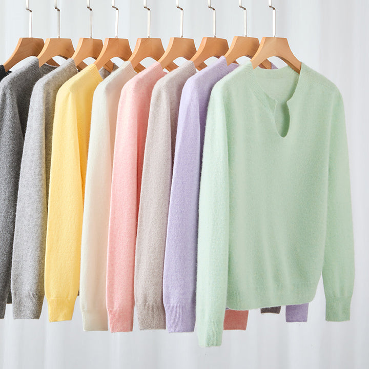 Damen Feiner Feinstrick-Pullover mit Schlüsselloch-Ausschnitt und gerippten Abschlüssen Drune