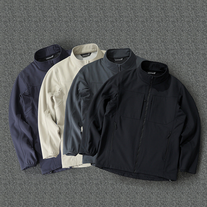 Herren Technische Softshelljacke mit Stehkragen und verdeckten Reißverschlusstaschen Drune