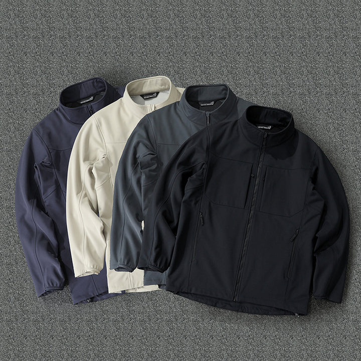 Herren Technische Softshelljacke mit Stehkragen und verdeckten Reißverschlusstaschen Drune