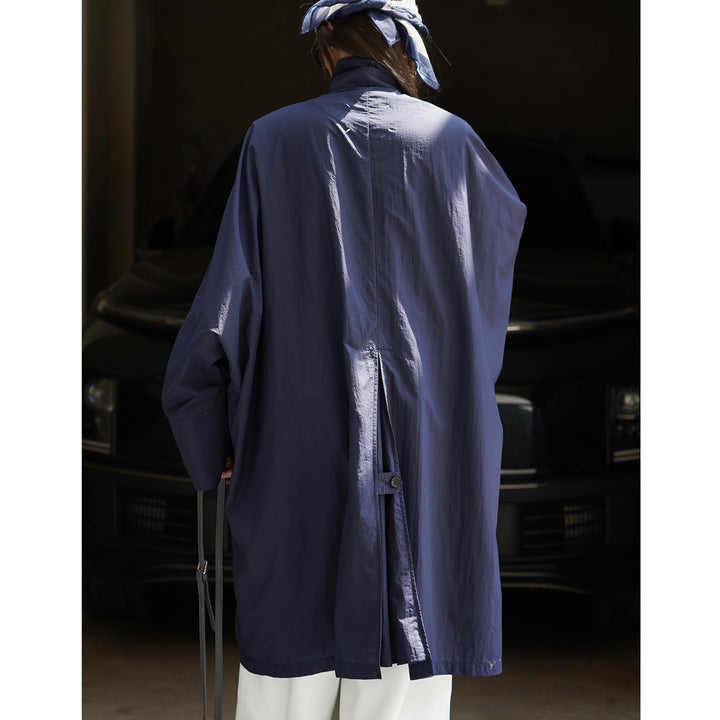 Damen Leichter Oversize-Regenparka mit hohem Stehkragen und verdeckter Druckknopfleiste Drune