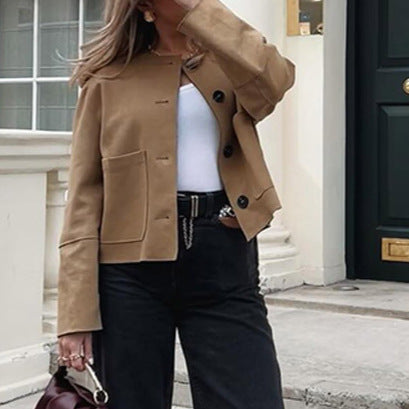 Damen Modische Jacke im minimalistischen Schnitt mit praktischen Taschen Drune