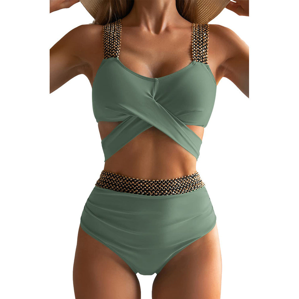 Damen Hochgeschnittener Bikinisuit mit glamourösen Details Drune