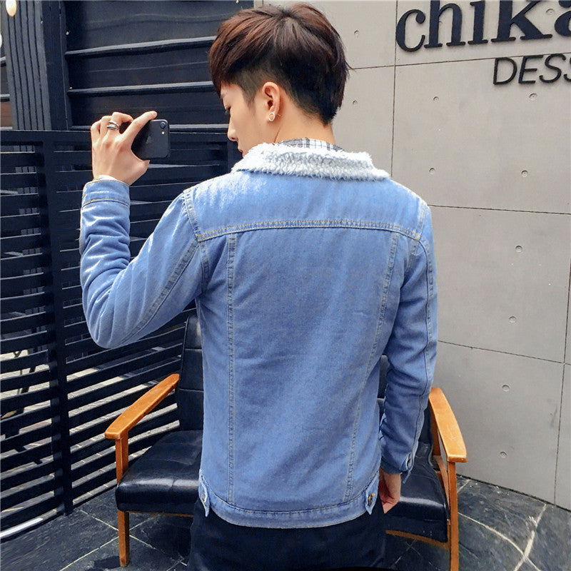 Herren Modische Denimjacke mit Fleece-Futter Drune