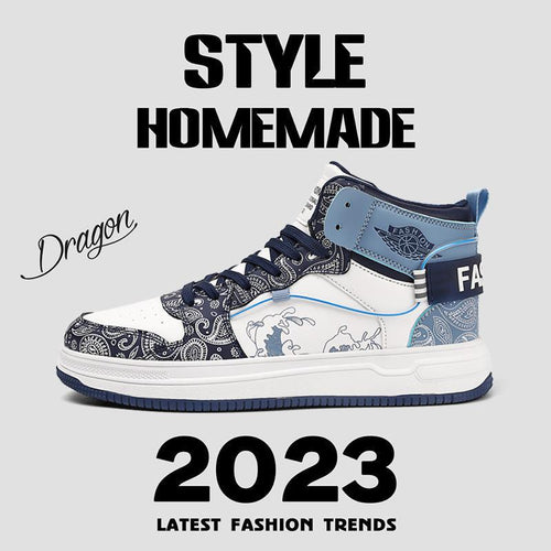 Herren High-Top Sneaker mit Paisley-Print und Drachenapplikation Drune