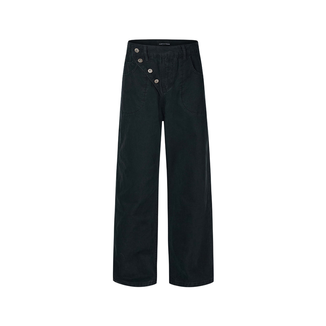 Damen High-Waist Culotte-Hose mit asymmetrischer Knopfleiste Drune