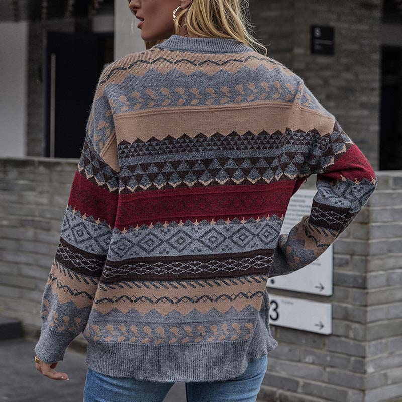 Drune | Geometrischer Strickpullover Mit Stilvollem Muster