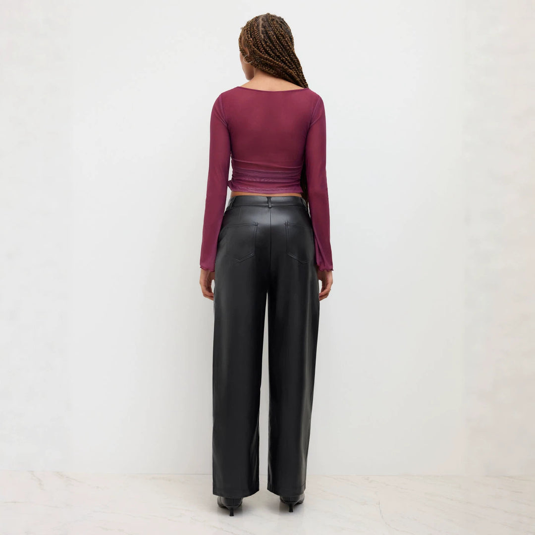Damen Elegante Kunstlederhose Drune