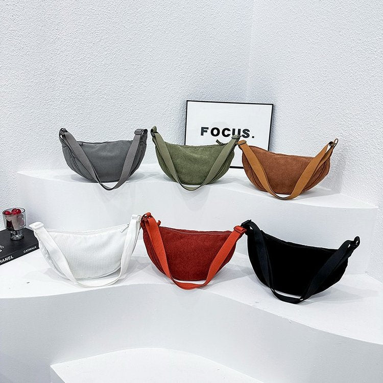Damen Umhängetasche im lässigen Rippdesign mit verstellbarem Schulterriemen Drune