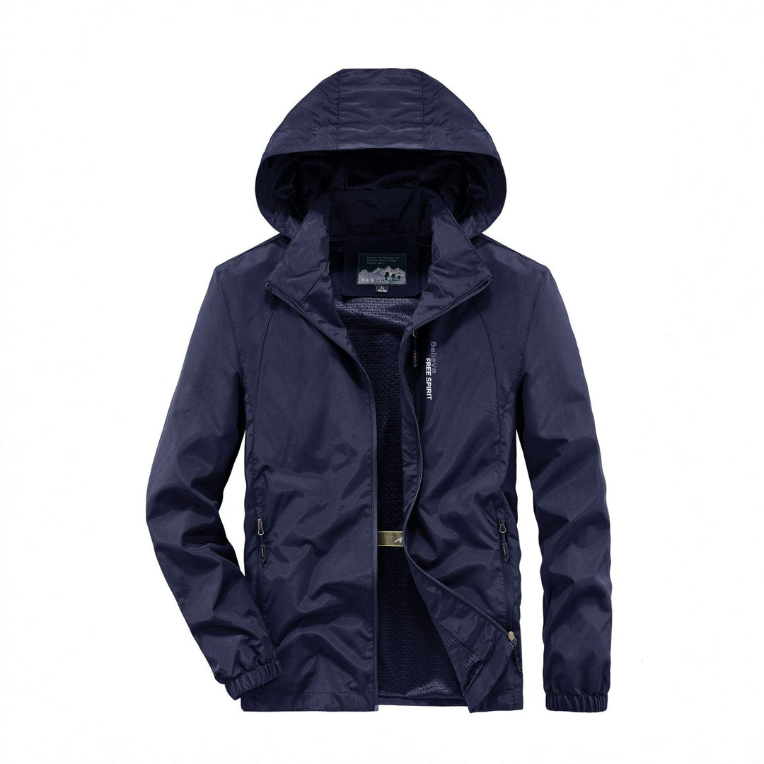 Herren Ultraleichte Atmungsaktive Kapuzenjacke mit perforiertem Mesh‑Futter und Reißverschlusstaschen Drune